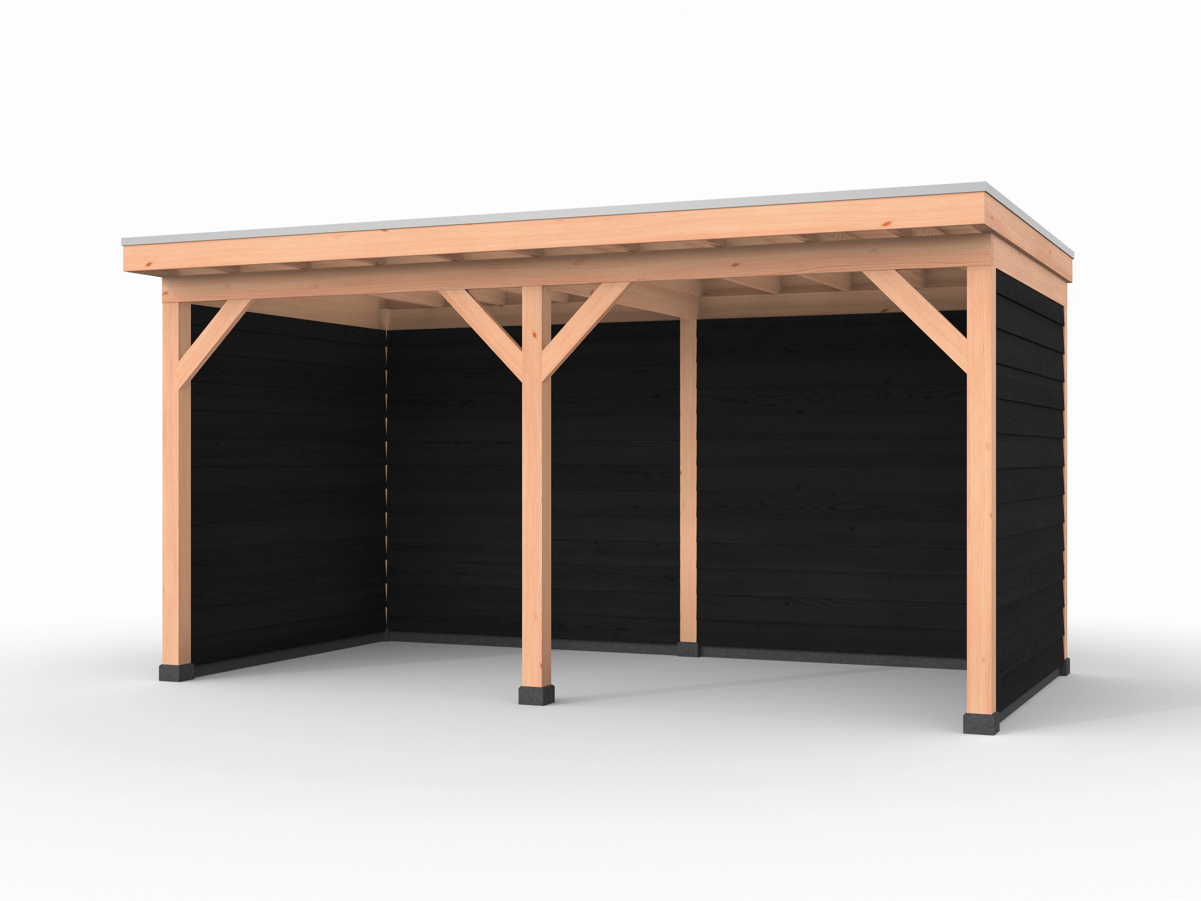 Douglas overkapping, 500 x 250, met achterwand en twee zijwanden, Westwood Comfort Zwart - Afbeelding 1